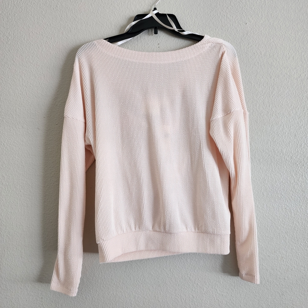 Maeve by Anthropologie Textured Boat Neck Top Pink Rose